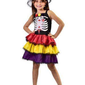 Fantasia Bambolê Infantil Halloween  Caveira Mexicana – 171