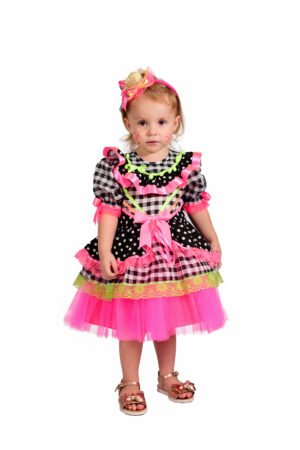 Vestido Festa Junina Infantil com Tule Flúor - Caipira -660